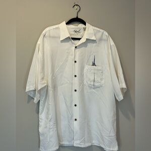 Men's Short Sleeve Hawaiian Shirt Bamboo‎ Cay XL Embroidered Swordfish Button Up